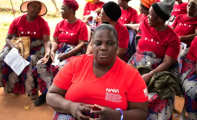 Kuchemana Burial Society secretary Nyadzisayi Mirisawu during a meeting in Harare, Zimbabwe, March 13, 2026. (AP Photo/Aaron Ufumeli)