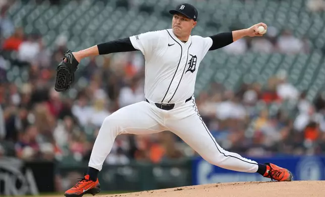Detroit Tigers pitcher Tarik Skubal throws against the New York Yankees during the first inning of a baseball game Wednesday, June 24, 2026, in Detroit. (AP Photo/Paul Sancya)