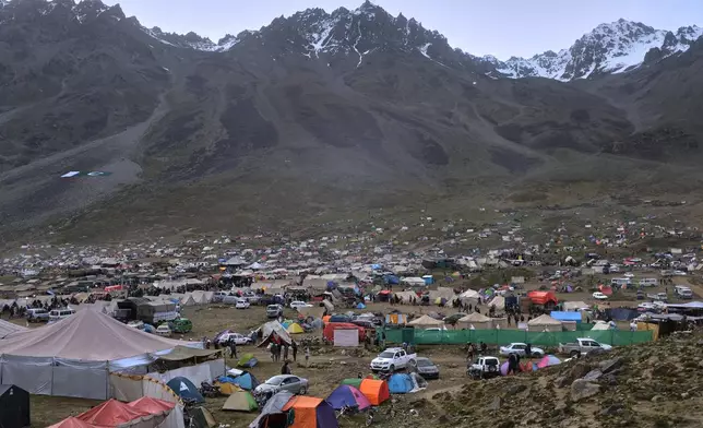 Tents are seen set up for the three-day annual Shandur Polo Festival in Shandur Pass, in the Ghizer district of Gilgit-Baltistan, northern Pakistan, Friday, June 12, 2026. (AP Photo/Zubair Abbasi)