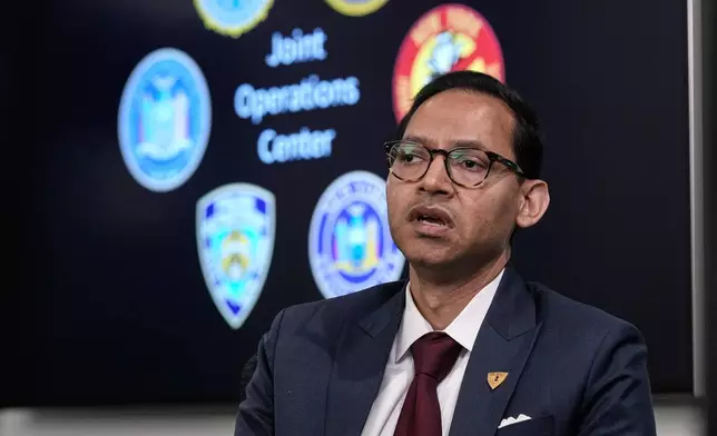 FBI Special Agent in Charge Amit Kachhia-Patel, Mission Services Division, is interviewed in the agency's Joint Operations Center, in New York, Thursday, June 4, 2026, ahead of the World Cup soccer tournament. (AP Photo/Richard Drew)