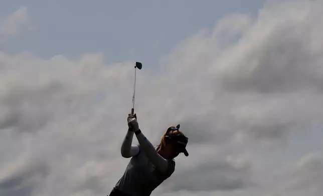Brooke Henderson, of Canada, hits on the eighth hole during the final round of the Women's PGA Championship golf tournament at Hazeltine National Golf Club, Sunday, June 28, 2026, in Chaska, Minn. (AP Photo/Matt York)