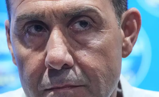 EU Parliament member and former Italian army general Roberto Vannacci pauses during a press conference as he concludes the two-day founding congress of his far-right party, Futuro Nazionale (National Future) in Rome, Sunday, June 14, 2026. (AP Photo/Gregorio Borgia)