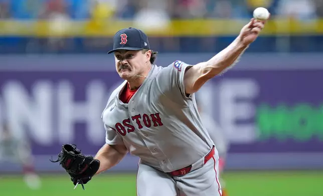 Boston Red Sox pitcher Payton Tolle delivers to the Tampa Bay Rays during the first inning of a baseball game Tuesday, June 9, 2026, in St. Petersburg, Fla. (AP Photo/Chris O'Meara)