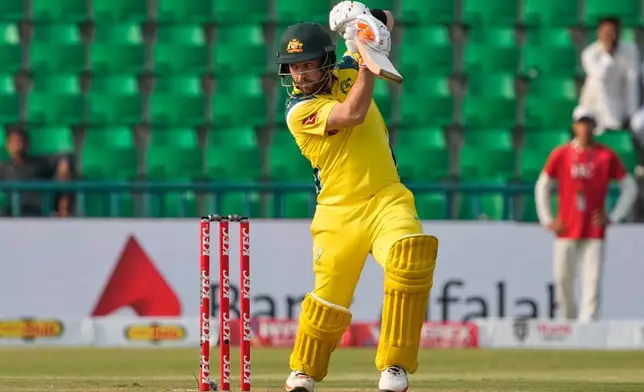 Australia's Josh Inglis bats during the second one-day international cricket match between Pakistan and Australia, in Lahore, Pakistan, Tuesday, June 2, 2026. (AP Photo/K.M. Chaudary)