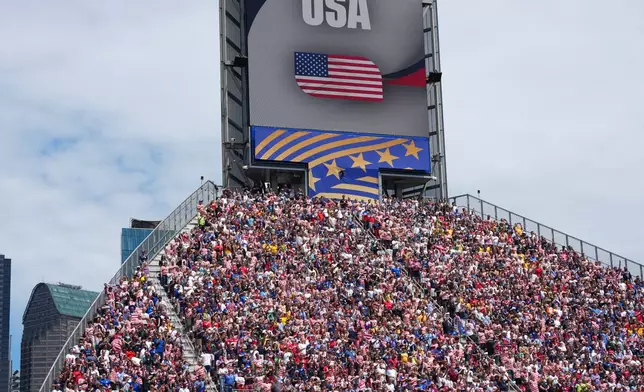 US fans during the World Cup Group D soccer match between the United States and Australia in Seattle, Friday, June 19, 2026. (AP Photo/Manu Fernandez)