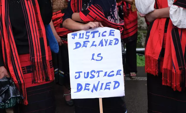 Indigenous Nagas participate in a protest against rising cases of sexual violence against women and demanding justice for victims, in Kohima, capital of the northeastern Indian state of Nagaland, Friday, June 19, 2026. (AP Photo/Yirmiyan Arthur)