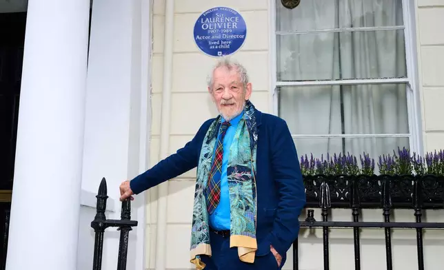 Ian McKellan poses for photographers at the unveiling of a Blue Plaque for Laurence Olivier in London, England, Wednesday, June 10, 2026. (Photo by Scott A Garfitt/Invision/AP)