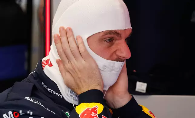 Red Bull driver Max Verstappen of the Netherlands prepares at pit during the first free practice for the Spain F1 Grand Prix at the Barcelona Catalunya racetrack in Montmelo, near Barcelona, Spain, Friday, June 12, 2026. (AP Photo/Joan Monfort)