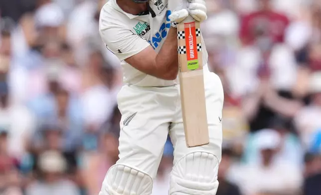 New Zealand's Daryl Mitchell on day four of the Second Rothesay Test cricket match between England and New Zealand in London, England, Saturday, June 20, 2026. (Ben Whitley/PA via AP)