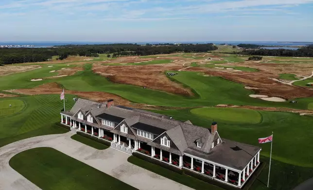 FILE - The clubhouse is seen at Shinnecock Hills Golf Club in Southampton, N.Y., Monday, Sept. 15, 2025. (AP Photo/Seth Wenig, File(