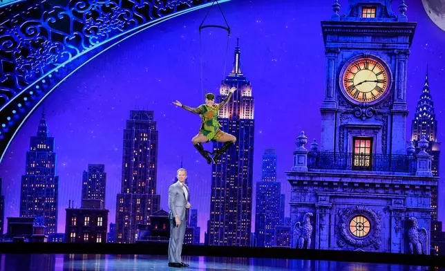 Neil Patrick Harris, left, and Host Pink perform during the 79th Tony Awards on Sunday, June 7, 2026, at Radio City Music Hall in New York. (Photo by Charles Sykes/Invision/AP)