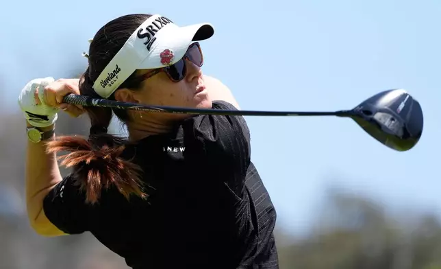 Hannah Green hits from the second tee during a practice round ahead of the U.S. Women's Open golf tournament Tuesday, June 2, 2026, in the Pacific Palisades area of Los Angeles. (AP Photo/Ashley Landis)