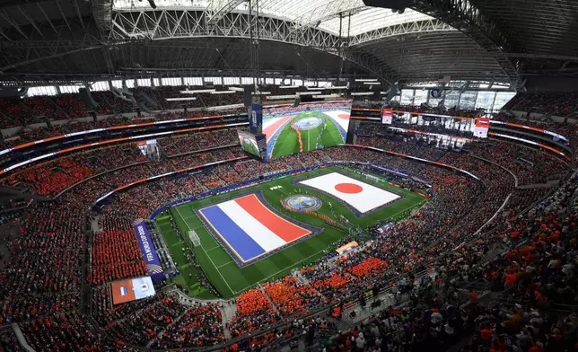 A general view before the World Cup Group F soccer match between the Netherlands and Japan in Arlington, Texas, near Dallas, Sunday, June 14, 2026. (AP Photo/Sam Hodde)