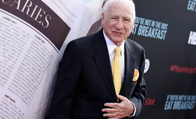 FILE - Mel Brooks attends the premiere of "If You're Not In The Obit, Eat Breakfast" on May 17, 2017, in Beverly Hills, Calif. (Photo by Richard Shotwell/Invision/AP, File)
