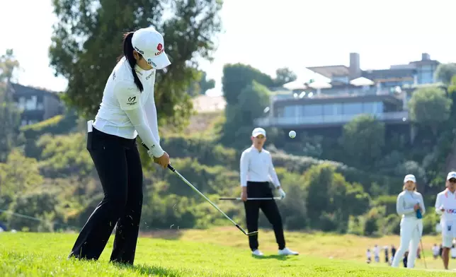 Hyunjo Yoo, of South Korea, walks on the third hole during the second round of the U.S. Women's Open golf tournament Friday, June 5, 2026, in the Pacific Palisades area of Los Angeles. (AP Photo/Ashley Landis)