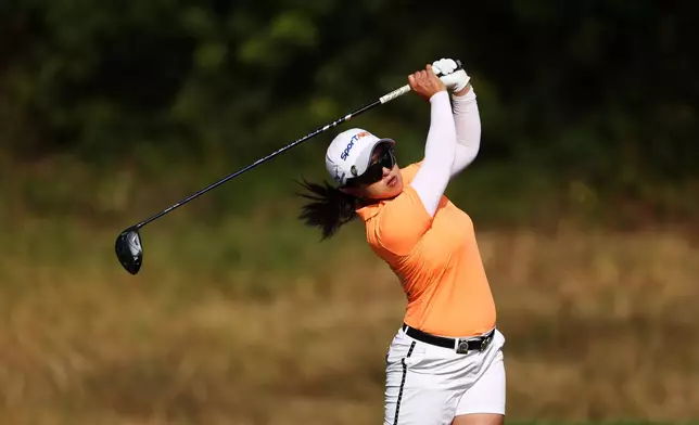 Sei Young Kim, of South Korea, hits of the 13th tee during the second round of the U.S. Women's Open golf tournament Friday, June 5, 2026, in the Pacific Palisades area of Los Angeles. (AP Photo/Jessie Alcheh)