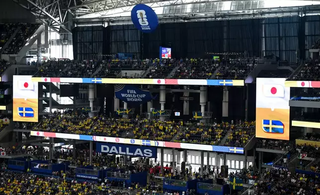 General view during the World Cup Group F soccer match between Japan and Sweden in Arlington, Texas, near Dallas, Thursday, June 25, 2026. (AP Photo/Jessica Tobias)