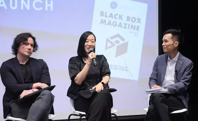Guest contributors Matthew Wong Foreman (left) and Joyce Yung (center) in dialogue with Dr. Antony Huen (right). Photo by the HKU School of English