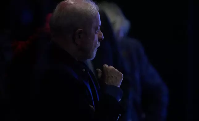 Brazilian President Luiz Inacio Lula da Silva listens to a presentation at the Amazon Regional Observatory of the Amazon Cooperation Treaty Organization in Brasilia, Brazil, Thursday, June 11, 2026. (AP Photo/Eraldo Peres)