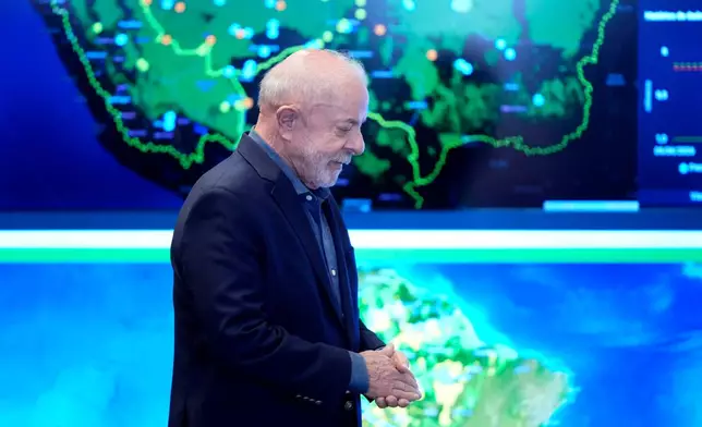 Brazilian President Luiz Inacio Lula da Silva arrives at the Amazon Regional Observatory of the Amazon Cooperation Treaty Organization in Brasilia, Brazil, Thursday, June 11, 2026. (AP Photo/Eraldo Peres)