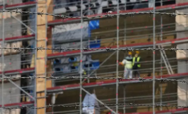 A view of the construction site of the new U.S. Consulate in Milan, Italy, Monday, June 8, 2026, which is under investigation for alleged exploitative labor practices. (AP Photo/Antonio Calanni)