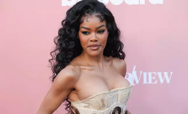 FILE - Teyana Taylor arrives at Billboard's Women in Music event, April 29, 2026, in Los Angeles. (AP Photo/Chris Pizzello, File)