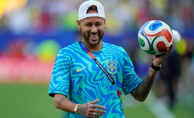 Brazil's Neymar (10) looks on before the World Cup Group C soccer match between Brazil and Morocco in East Rutherford, N.J., near New York, Saturday, June 13, 2026. (AP Photo/Yuki Iwanmura)