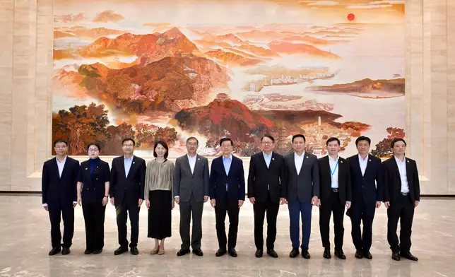 The Chief Executive, Mr John Lee, visited the 30th Anniversary Achievement Exhibition of "3820" Strategic Project in Fujian today (June 24). Photo shows (from fourth left) the Director of the Chief Executive's Office, Ms Carol Yip; Vice Governor of Fujian Province Mr Zhao Zenglian; Mr Lee; the Chief Secretary for Administration, Mr Chan Kwok-ki, and other guests at the exhibition. Source: HKSAR Government Press Releases