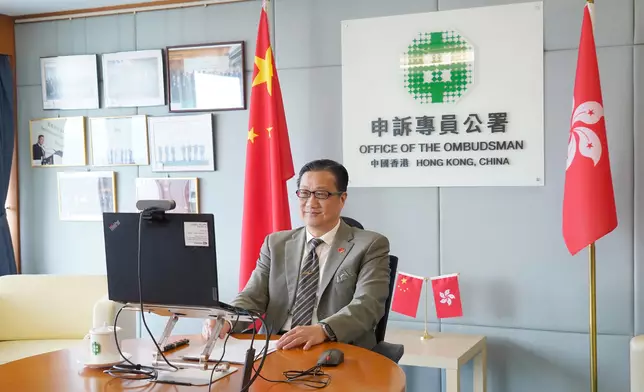 The Hong Kong International Ombudsman Academy held its first international webinar yesterday (June 24) under the theme "From Grievance to Governance: Ombudsmanship as Pillars of the Global Community". Photo shows the Ombudsman, Mr Jack Chan, delivering the opening speech. Source: HKSAR Government Press Releases