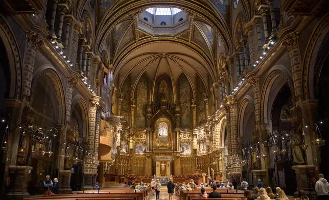 A view of the Basilica of Montserrat at the Monastery of Montserrat near Barcelona, Spain, Friday, June 5, 2026. (AP Photo/Emilio Morenatti)