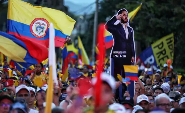 Supporters of presidential candidate Abelardo de la Espriella attend his campaign rally in Buga, Colombia, Sunday, June 14, 2026. (AP Photo/Santiago Saldarriaga)