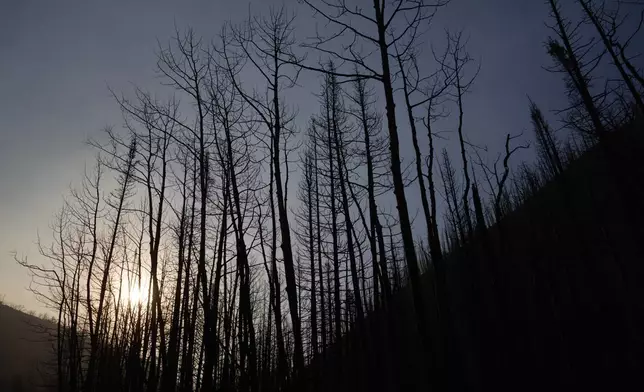 Sunrise on the Cottonwood Fire in Kingston, Utah, on Saturday , June 27, 2026. (AP Photo/Ty ONeil)