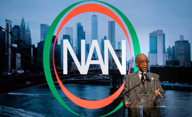 The Rev. Al Sharpton welcomes people to the new National Action Network (NAN) House of Justice on Tuesday, June 16, 2026 in New York. (AP Photo/Anna Connors)