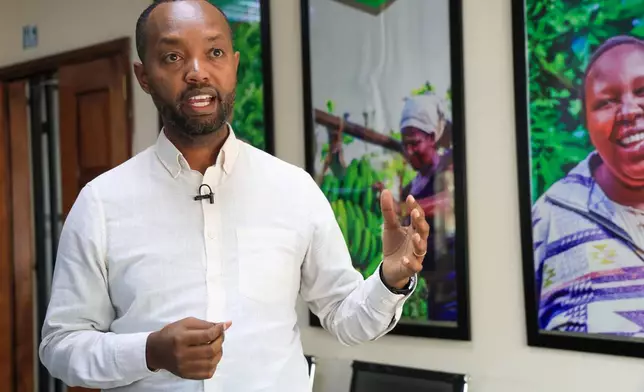 Soko Fresh CEO Denis Karema speaks during an interview with The Associated Press in Westlands, Nairobi, Kenya, on May 22, 2026. (AP Photo/Andrew Kasuku)