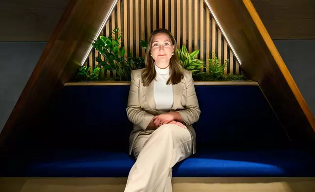 Anthropic co-founder and president Daniela Amodei sits for a portrait at her company's San Francisco headquarters on Friday, May 22, 2026. (AP Photo/Noah Berger)