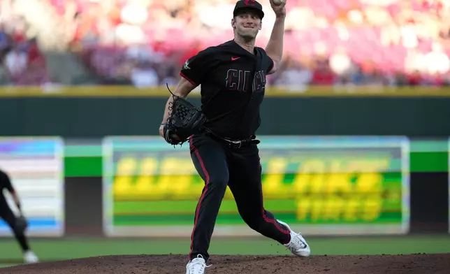 Cincinnati Reds pitcher Nick Lodolo delivers during the second inning of a baseball game against the Arizona Diamondbacks, Friday, June 12, 2026, in Cincinnati. (AP Photo/Kareem Elgazzar)