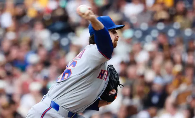 New York Mets pitcher Nolan McLean winds up against a San Diego Padres batter in the first inning of a baseball game Saturday, June 6, 2026, in San Diego. (AP Photo/Derrick Tuskan)