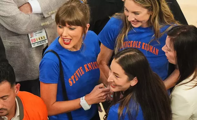 Taylor Swift arrives prior to Game 4 of the NBA Finals basketball series between the San Antonio Spurs and New York Knicks, Wednesday, June 10, 2026, in New York. (AP Photo/Frank Franklin II)