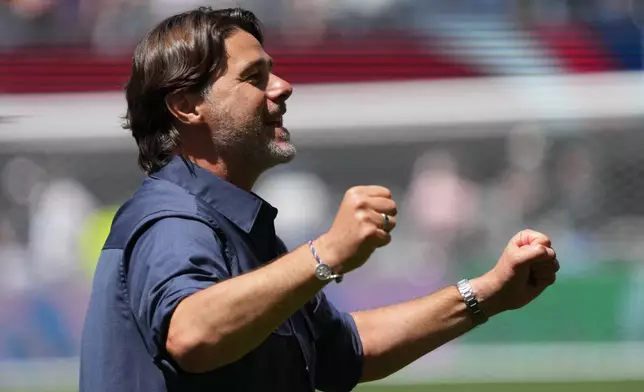United States head coach Mauricio Pochettino reacts after the World Cup Group D soccer match between the United States and Australia in Seattle, Friday, June 19, 2026. (AP Photo/Ted S. Warren)