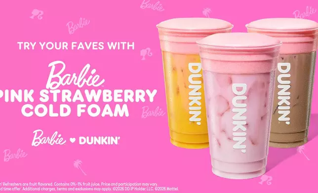 Dunkin' is teaming up with ultimate pink icon, Barbie, to introduce Barbie Pink Strawberry Cold Foam – a limited-time topper that adds a playful pink finish and sweet, creamy strawberry flavor to a variety of iced beverages.