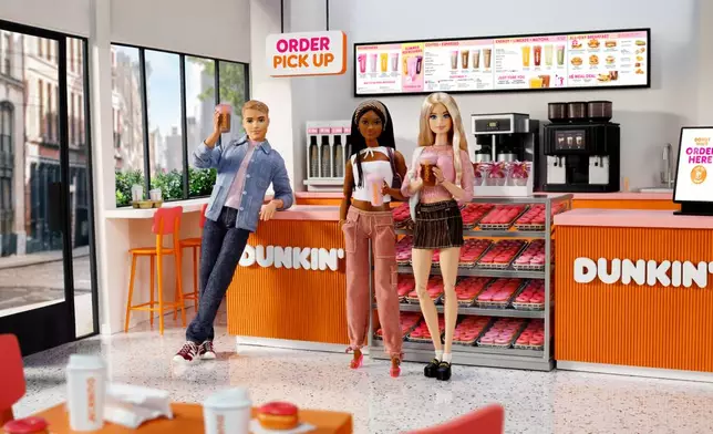 A playful imagining of Barbie “Brooklyn” Roberts and Barbie “Malibu” Roberts saving Ken from himself after tasting the Barbie Pink Strawberry Cold Foam during a Dunkin’ run.