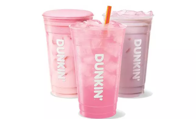 Dunkin' Pink Pineapple Refresher combines bright notes of pineapple, raspberry and hibiscus flavors, available with a variety of customizable bases, including green tea, lemonade and oatmilk.