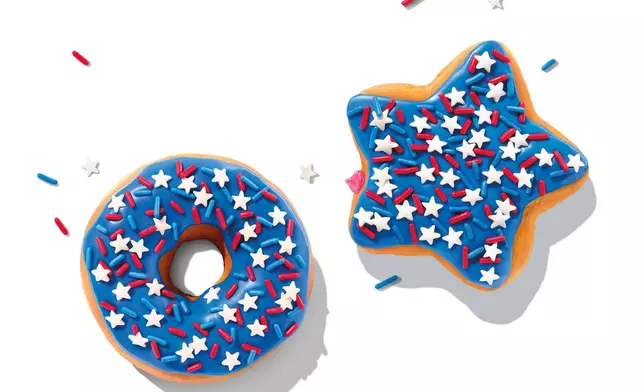 Dunkin’ brings a patriotic twist to the bakery case with the Rocket Pop Donut, Stars & Stripes Donut and MUNCHKINS® Donut Hole Treats – all topped with festive red, white and blue sprinkles.