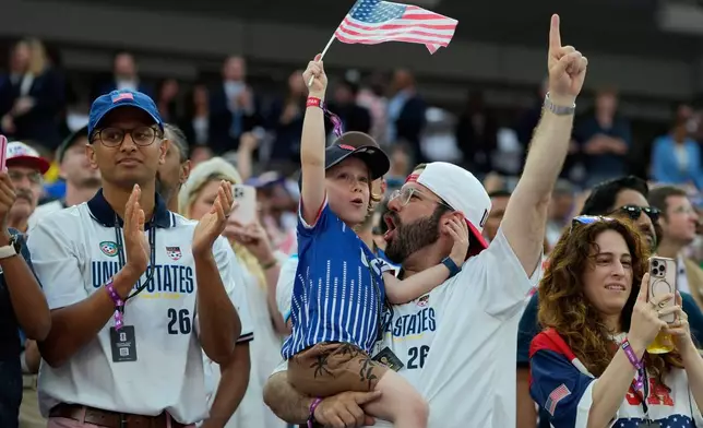 Fans of United States cheer prior to the World Cup Group D soccer match between the United States and Paraguay in Inglewood, Calif., near Los Angeles, Friday, June 12, 2026. (AP Photo/Andre Penner)