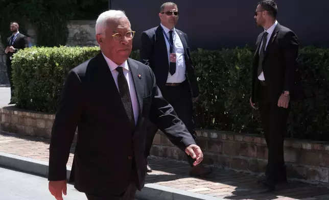 European Council President Antonio Costa arrives to attend the EU-Western Balkans summit in the Montenegrin coastal town of Tivat, Friday, June 5, 2026. (AP Photo/Risto Bozovic)