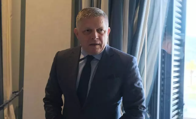 Slovakia's Prime Minister Robert Fico attends the EU-Western Balkans summit in the Montenegrin coastal town of Tivat, Friday, June 5, 2026. (AP Photo/Risto Bozovic)