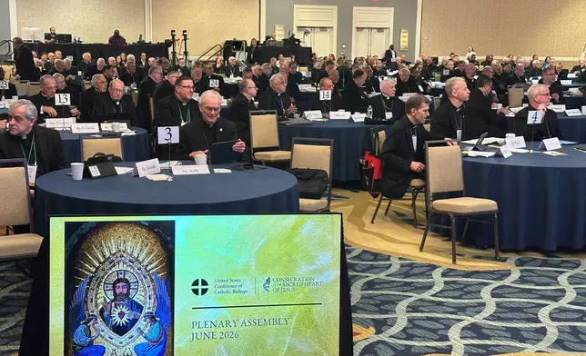 Members of the U.S. Conference of Catholic Bishops gather for their spring meeting on Thursday, June 11, 2026 in Orlando, Fla. (AP Photo/Peter Smith)