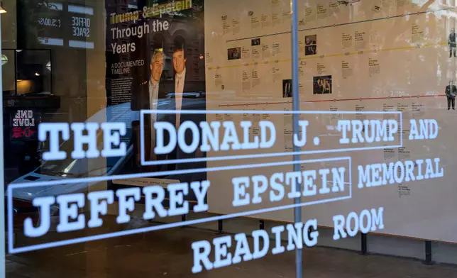 The Donald J. Trump and Jeffrey Epstein Memorial Reading Room opens to the public, where approximately 3.5 million pages of public records of the Epstein files are on display, Tuesday, June 9, 2026, in Washington. (AP Photo/Rod Lamkey, Jr.)