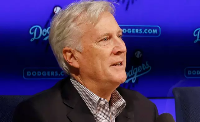 FILE - Los Angeles Dodgers owner and chairman Mark Walter speaks during a baseball news conference in Los Angeles on Sept. 21, 2018. (AP Photo/Alex Gallardo, File)