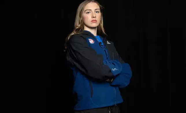 FILE - Olympic-hopeful U.S. hockey player Caroline Harvey poses for a photo at Team USA Media Summit, Oct. 28, 2025, in New York. (AP Photo/Yuki Iwamura, File)